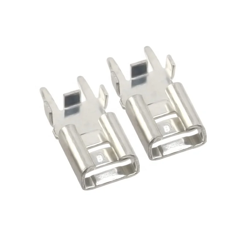 PCB Board Plate Welded Right Angle Spring Female Terminal Brass Tinned