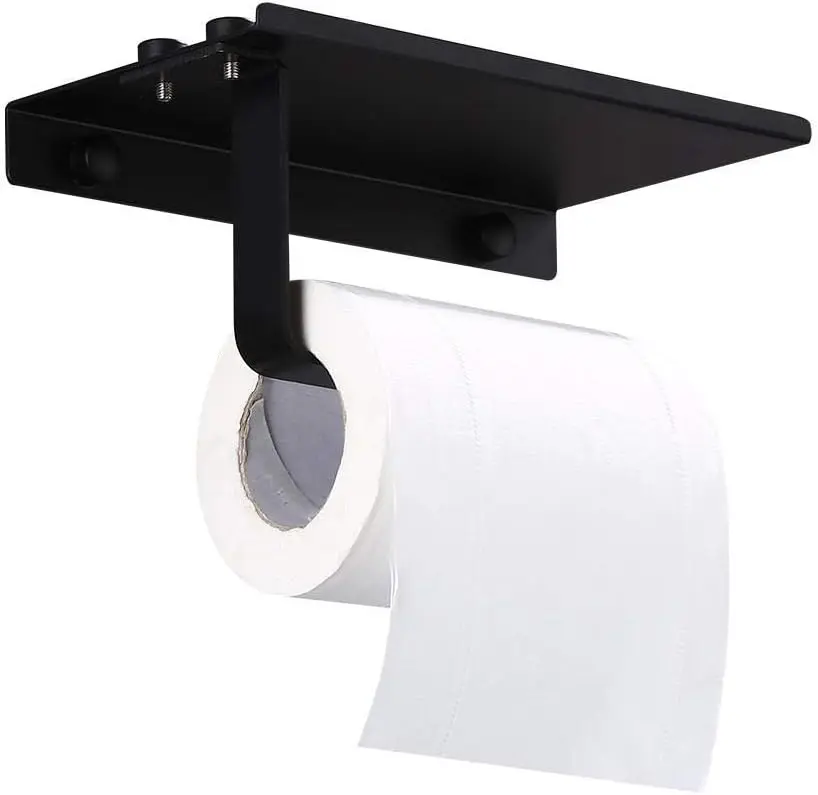 Cheap Bathroom Simple Brushed Nickel Wall Mount Matt Black Metal Stainless Steel  Paper Roll Holder