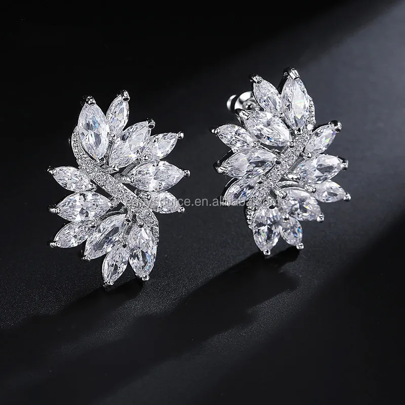 RE4080 Fashion Flower Shape CZ Earrings Wholesale Drop Dangle Earring Women Wedding Jewelry