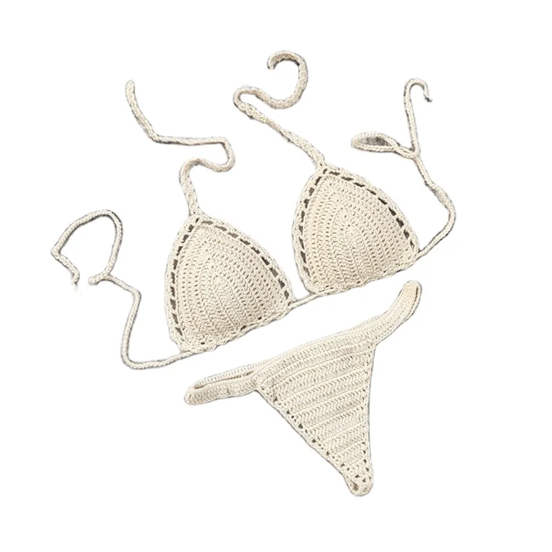 Trendy Women s Handmade Crochet Beach Bikini Set with Sexy Top and Swimming Skirt Bestselling Foreign Trade Apparel