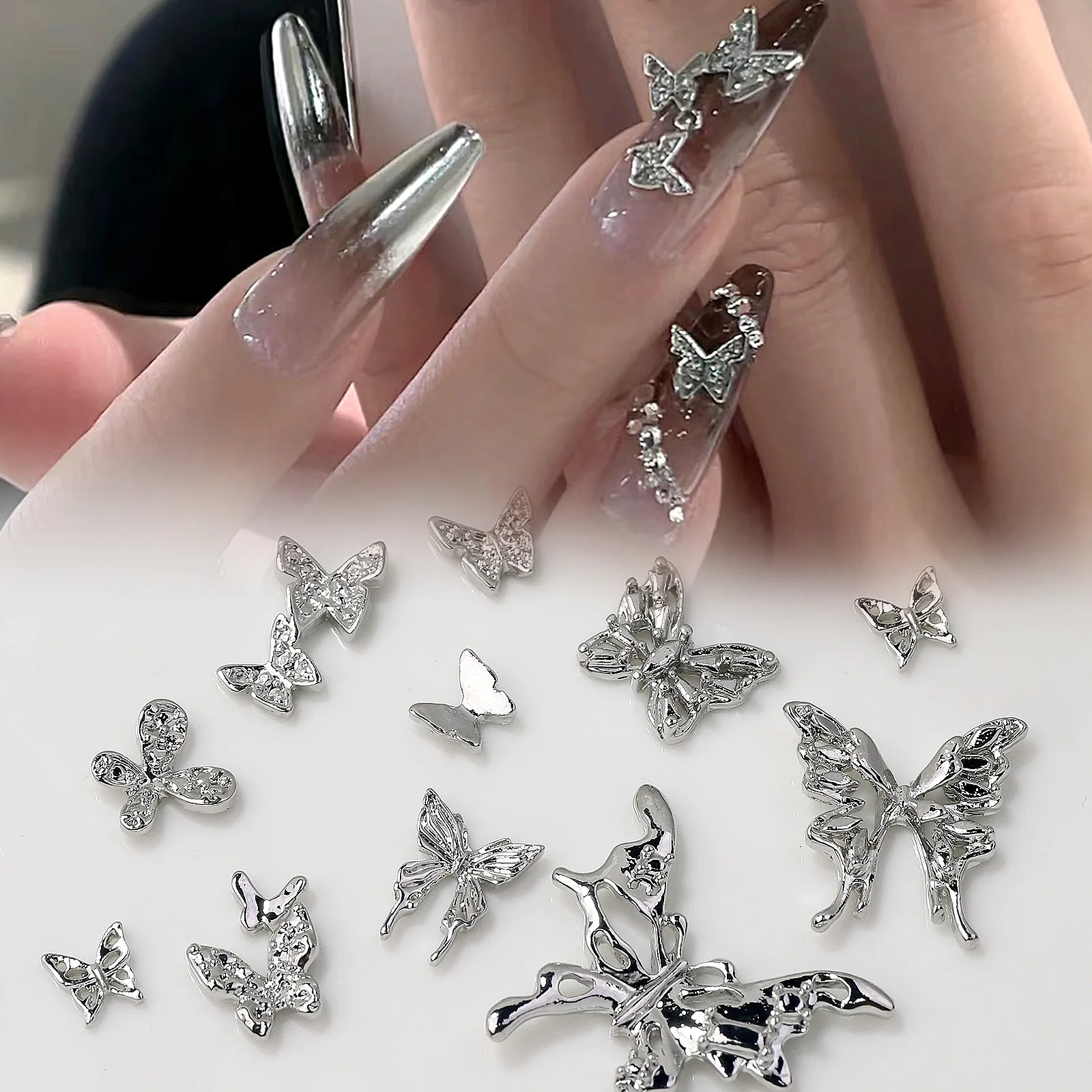 Direct Factory 20 pcs/bag Butterfly 3d Alloy Luxury Accessories Alloy Butterfly Charms For Nails
