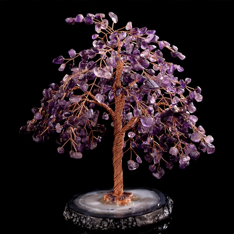 
Wholesale Natural Rose Quartz Stone Natural Citrine Fortune Tree Home Decoration Natural Agate 