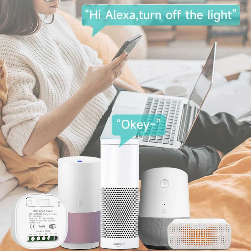 QX-305 Self-powered Remote Wireless Switch Google Home Intelligent Light Switch Dual Control Tuya Wifi Smart Wall Switch