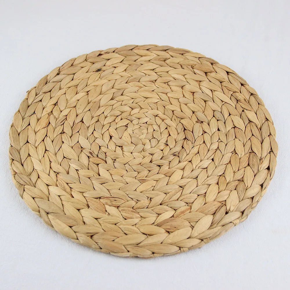 2023 Wholesale Natural Round Woven Placemats Seagrass Placemats Heat Resistant Rattan Placemat Set