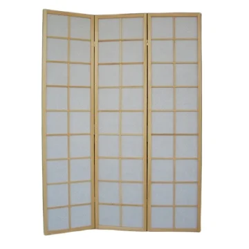 solid wooden and fabric folding shoji screen