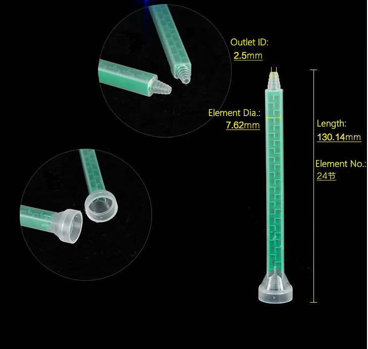 MB7.5-24 Two-component Adhesive Static Mixer Tip Disposable Quadro Mixer for Meter Mix Dispense