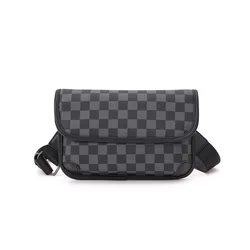 luxury fashion plaid man crossbody phone bag with removable shoulder strap leather sling bags men