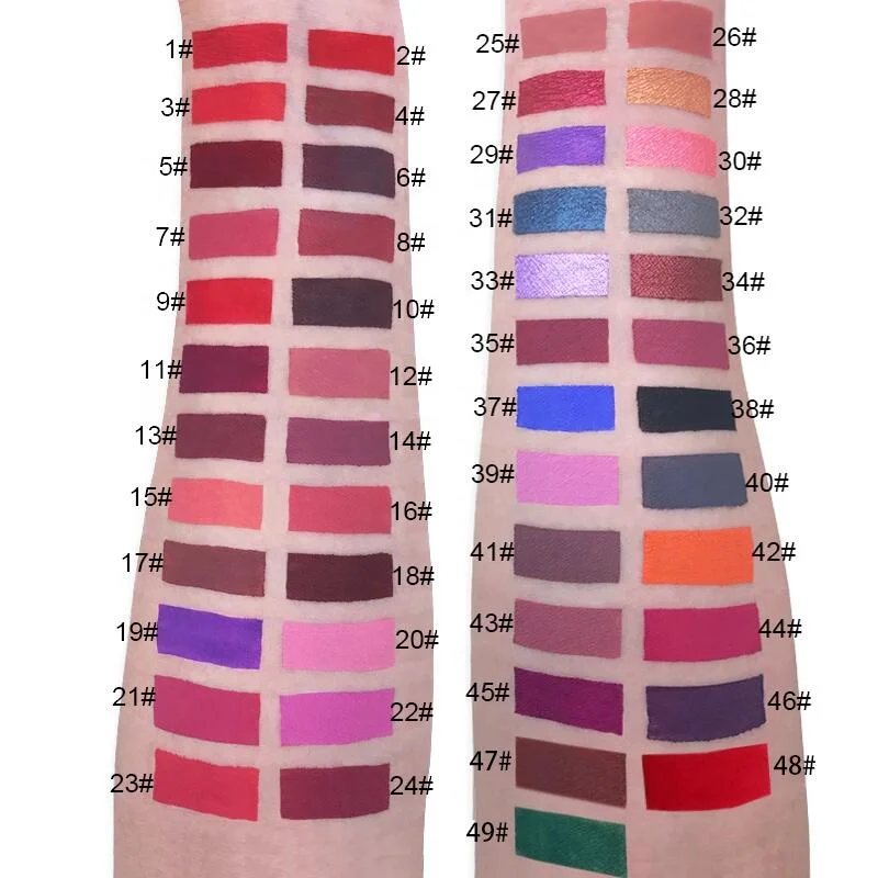 49 colors Black vegan lipstick private label custom nude matte liquid private logo lip stick
