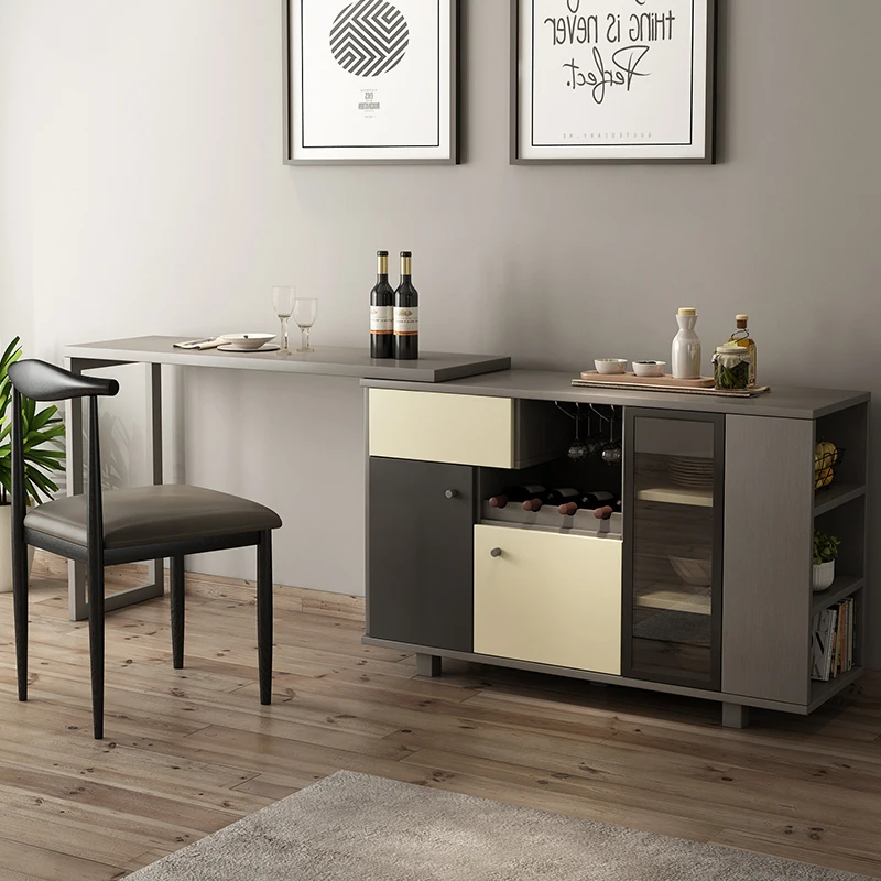 
Nordic creative retractable folding bar sideboard modern minimalist multi-function wine cabinet cupboard storage cabinet 