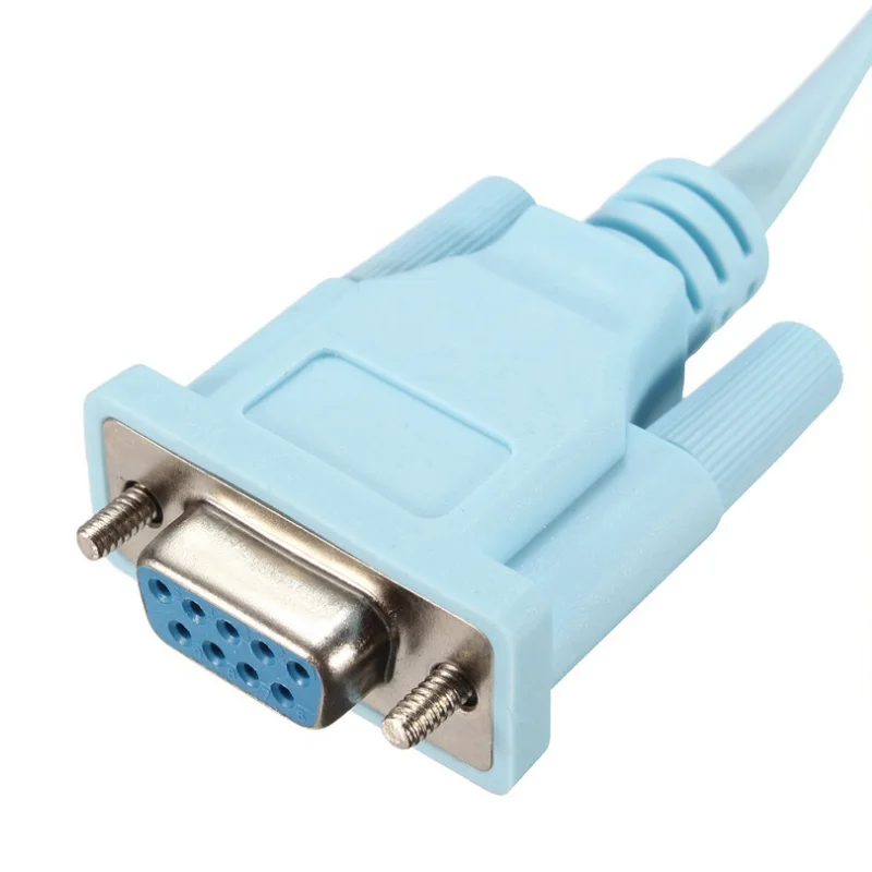 Blue Flat 8P8C to RS232 to RJ45 Console Cable for Cisco Huawei Routers Configuration Lead Serial Communication Wire