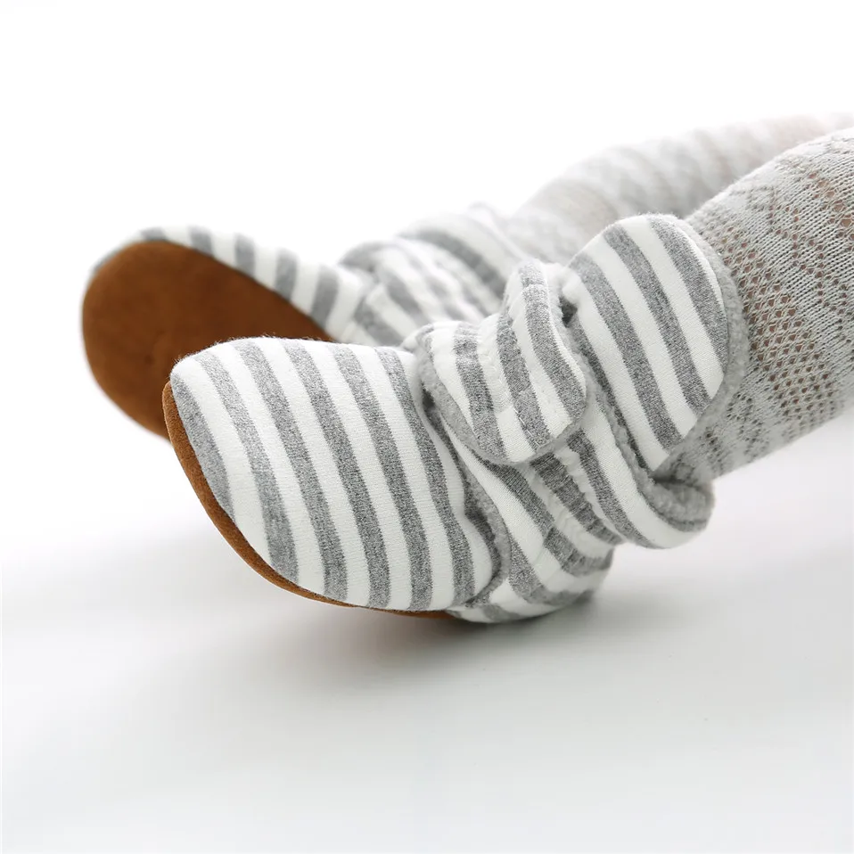 
Baby Shoes For NewBorn Baby Boys Girls Stripe Toddler First Walkers Booties Cotton Comfort Soft Anti-slip Infant Warm Boots 