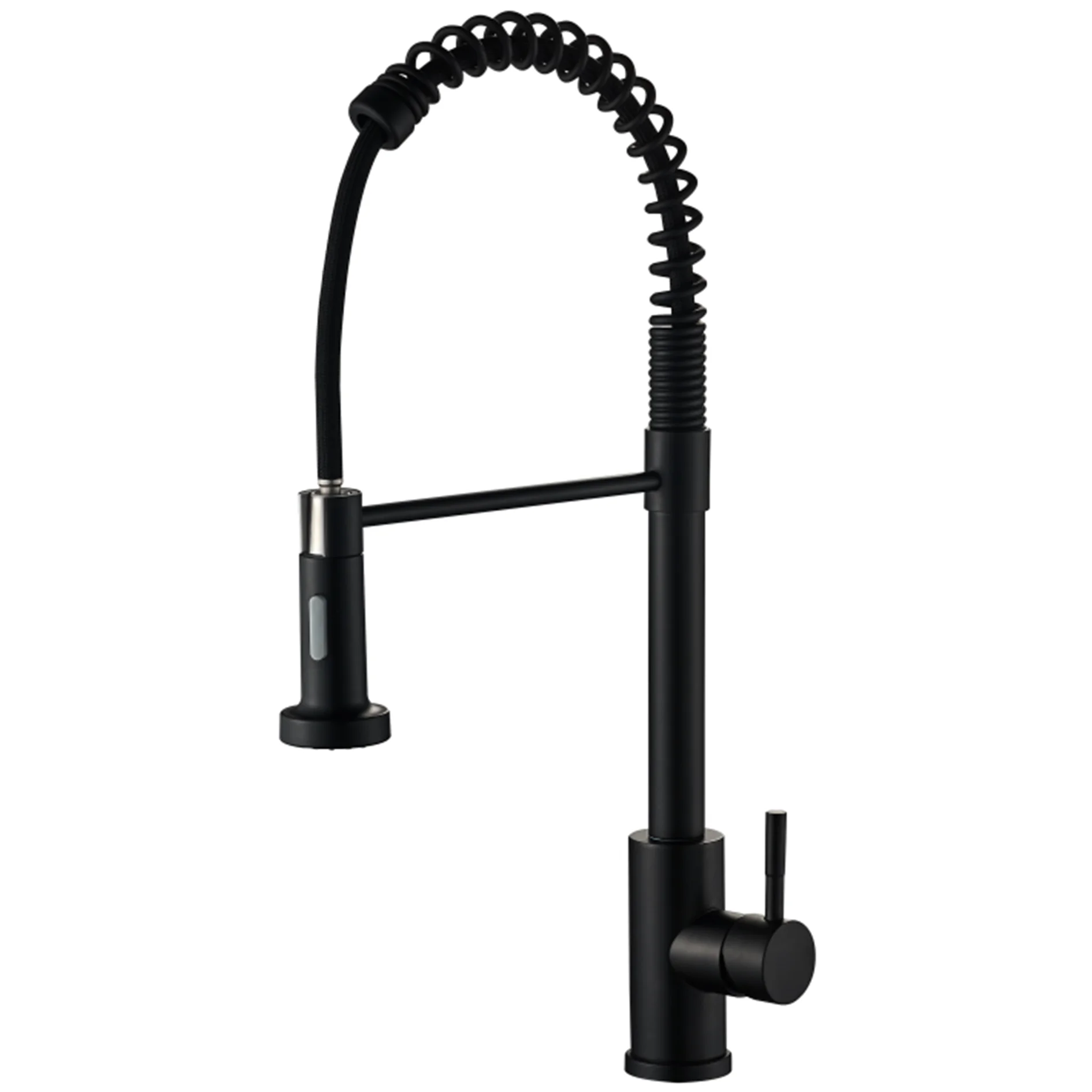 Matte Black Wave Sensor Touchless One-Handle High Arc Spring Pre-Rinse Pulldown Kitchen Faucet with Sprayer Kitchen Sink Faucet