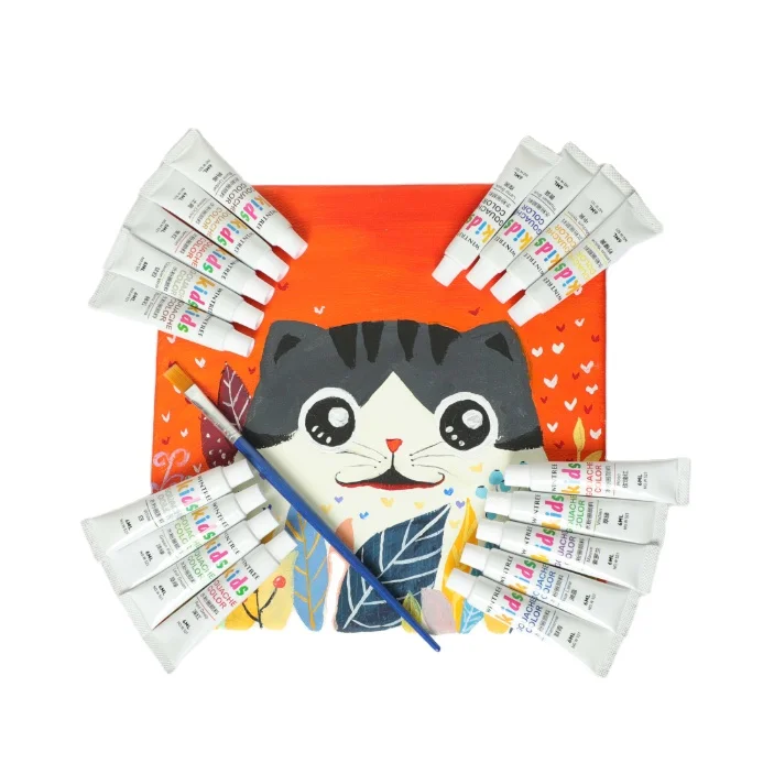 Wintree  Gouache paint set for kid painting  18color 6ML Best Wholesale Cheap  Non-toxic gouache color 1 set