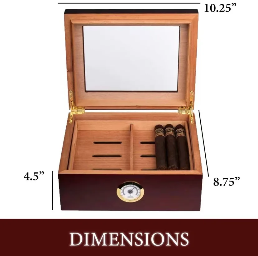 Wholesale Luxury Cedar Cigar Box Ziplock Custom Brand Storage Wooden Case Lock Cabinet Travel Home Mirrored Cigar Humidor