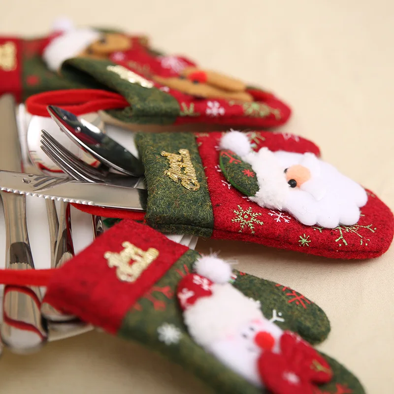 New Year Christmas Gift Cutlery Bag Santa Claus Snowman High Quality Merry Christmas Stockings Socks For Sale