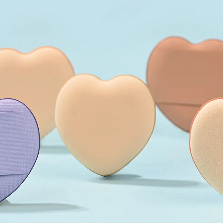 Custom logo Heart Shape Finger Mini air Cushion Puff Cosmetic Makeup Sponge Powder Puff for Liquid Foundation Concealer