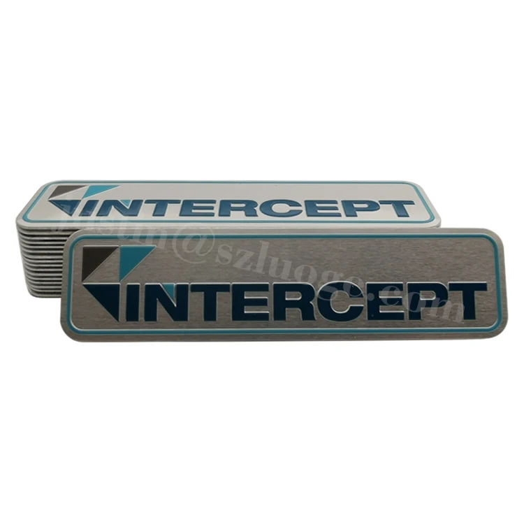 custom oval 3d aluminum brand logo stickers embossed metal nameplate packaging label aluminum adhesive logo