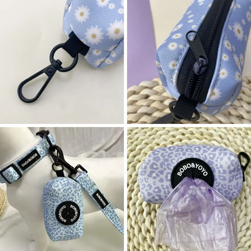 2024 Custom Logo Print Design Wholesale Neoprene Fabric Doggy Pet Poo Bags Case Dispenser Dog Waste Poop Bag Holder