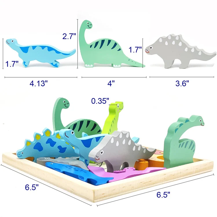 Wooden Animal Wooden Jigsaw Puzzle 3D Puzzle Board Portable Educational Scratch Board Jigsaw Puzzle For Kids