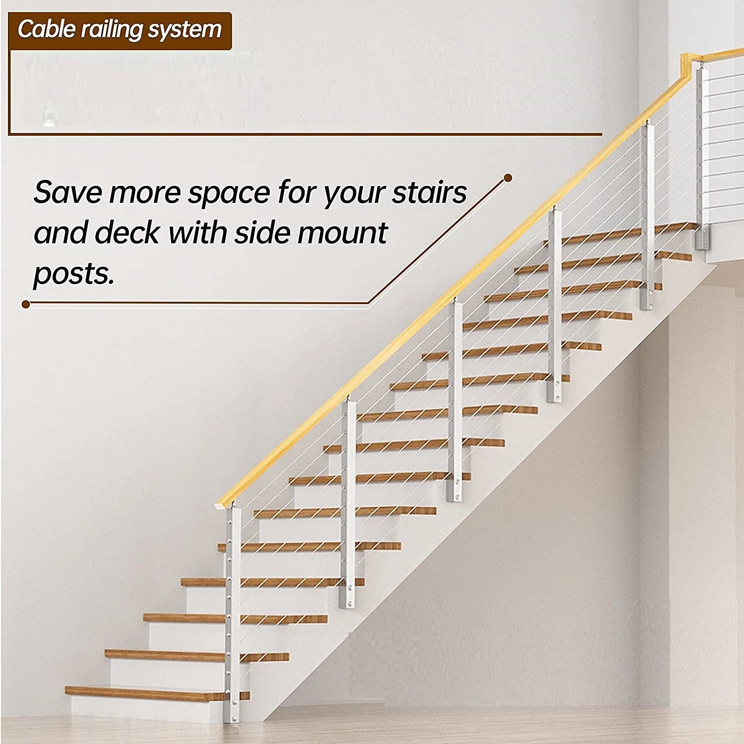 TAKA Stainless Steel Protective Sleeves Cable Railing Kit for Wire Rope Cable Wood Posts Deck Stair Cable Railing Fitting