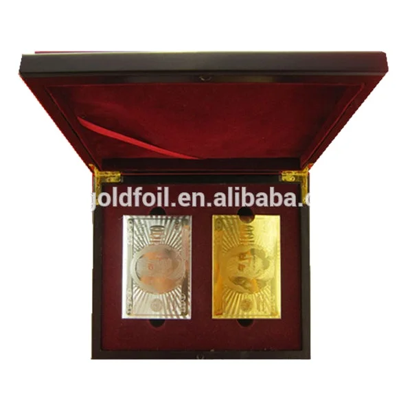 Wooden box Gold foil custom made india Gold poker poker cards set