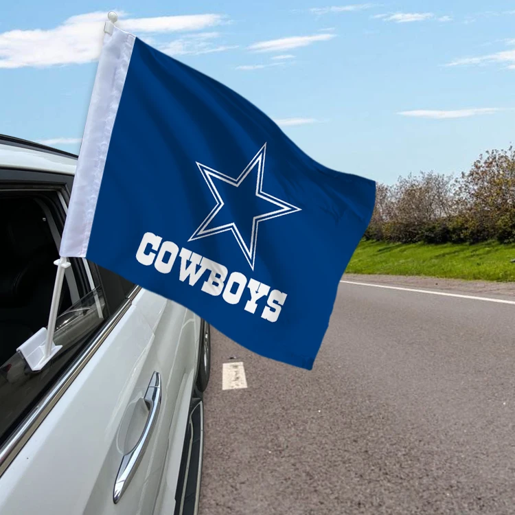 custom  100% polyester Cowboys nfl team  Car Flag With flagpole