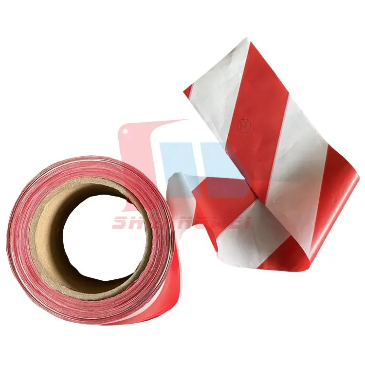 Custom Printed White Red Barricade Caution Safety PE Film Warning Tape Safety Tape Non Adhesive Warning Protection Tape
