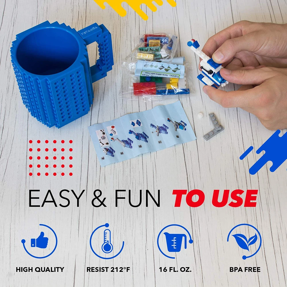 Креативная кофейная кружка Lego «сделай сам» дорожная чашка детский Конструктор LEGO посуда для напитков