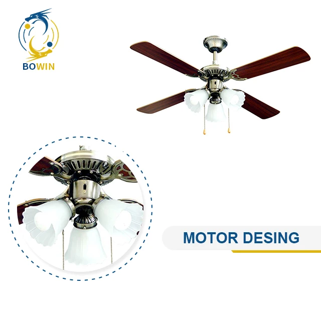Vintage Elegant Design Decorative Ceiling Fan 42 Inch Fan Ceiling With Light Pull Control