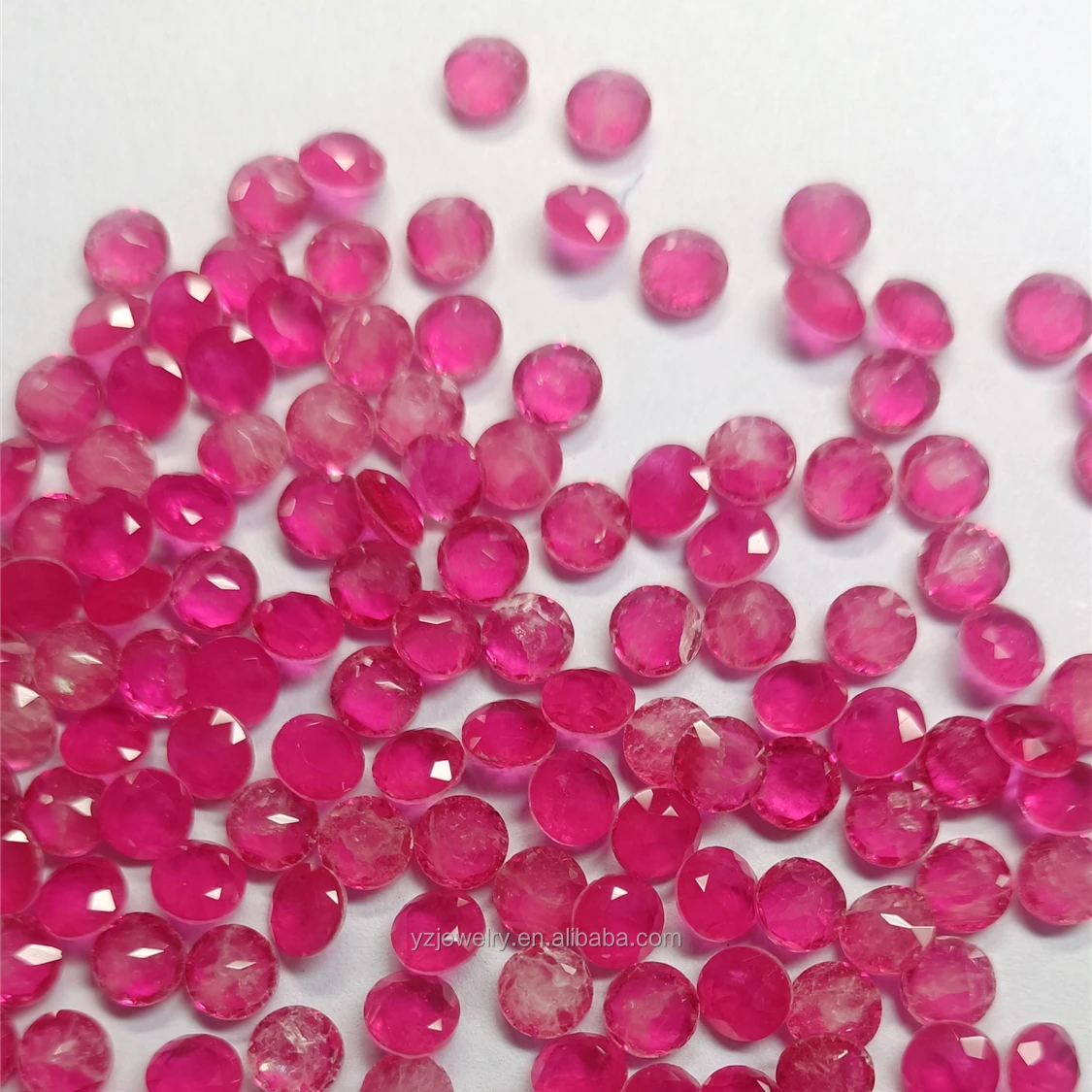 YZ Jewelry Pink Ruby Rainbow Quartz Crystal Fusion Stone Fashion Jewelry