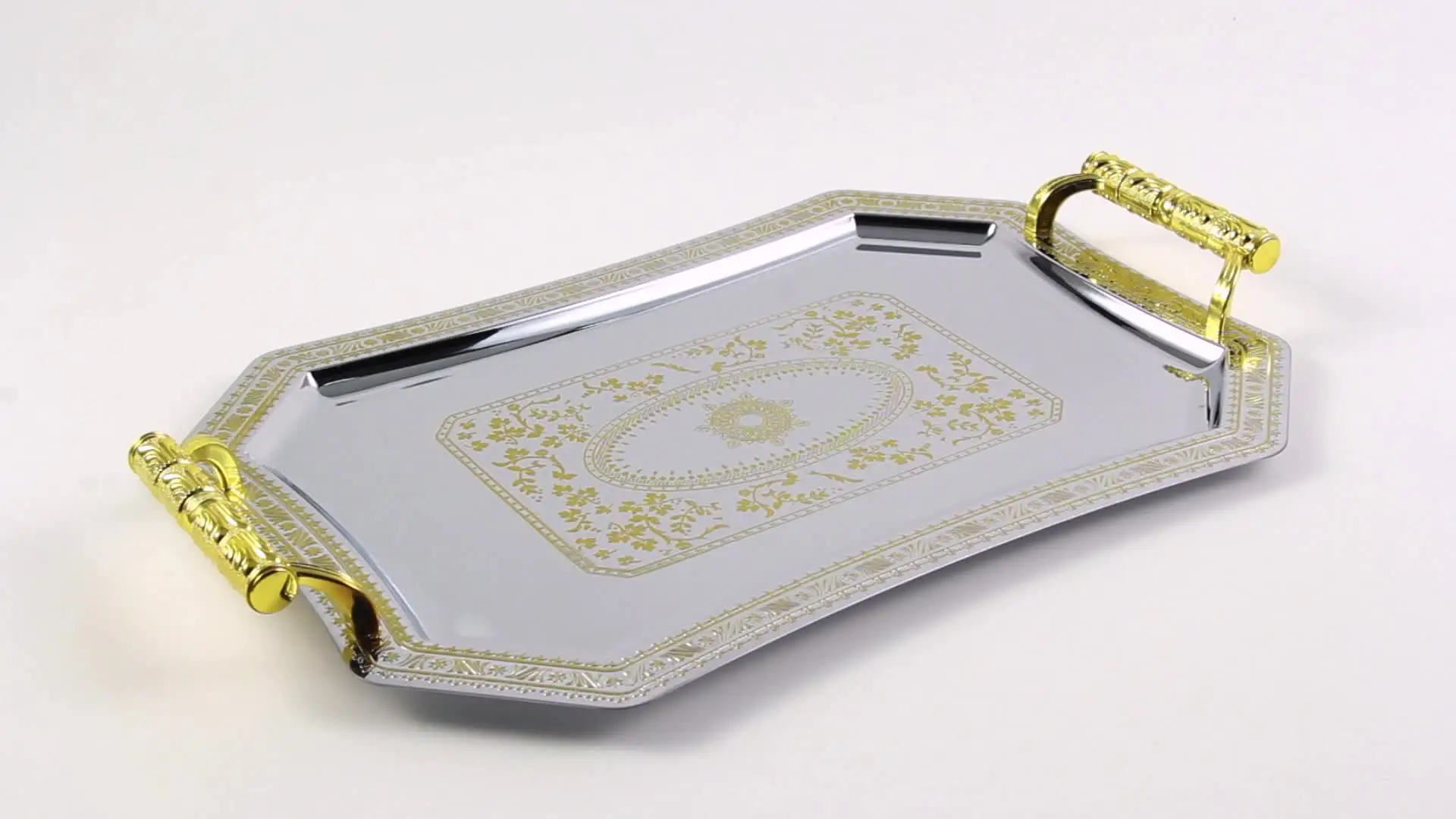 Gold carved stainless steel fruit tray Dessert Hotel tray Cafe Western restaurant fruit pastry plate