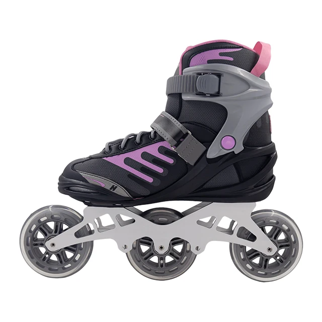 Non-adjustable Professional Semisoft Speed & Inline Skating Shoes with 100mm 3 PU Cast Wheels ABEC-7 Chrome Bearings