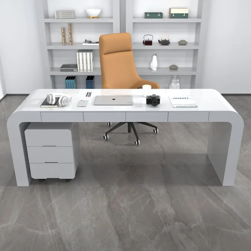 Best Quality Luxury Boss Office Desk Creative High Gloss Finish Computer Aesthetic Table Stylish Simple Design Meeting Desk