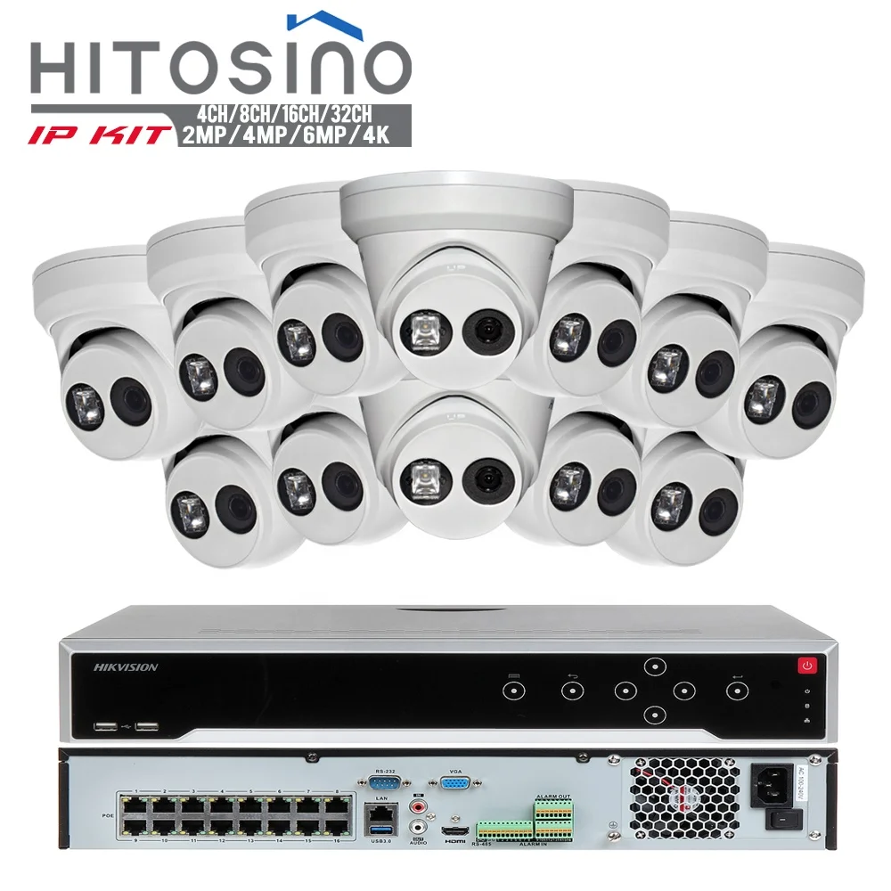  Система видеонаблюдения Hitosino Vision Hik OEM комплект наружной IP-камеры безопасности 16 каналов 32 канала PoE 4K 8 Мп
