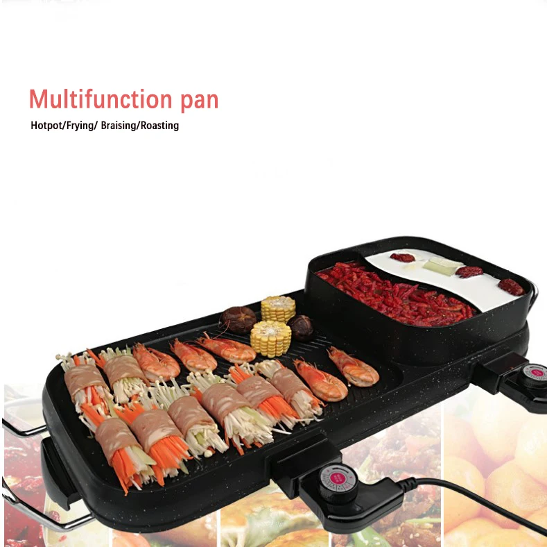 Multifunction pans Electric bbq grill pan  factory wholesale electric griddle with hotpot high quality roasting  teppanyaki pan