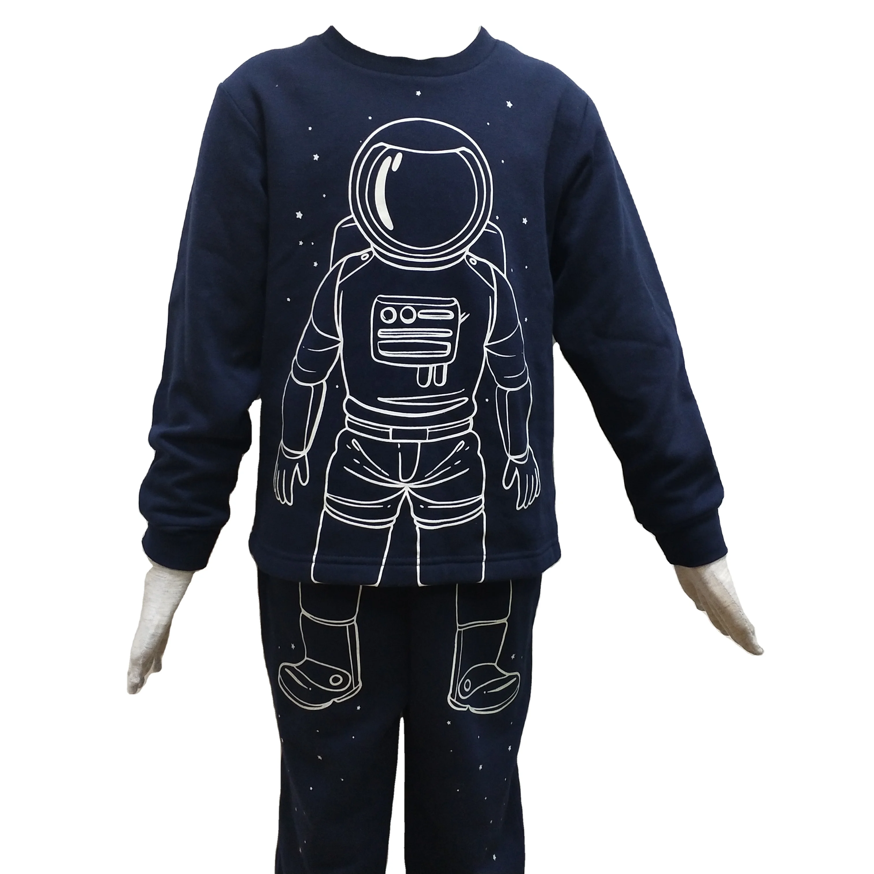 
Hot Sale Children Pajamas luminous glow in the dark print boys pajamas set winter and autumn sleep wear sets 