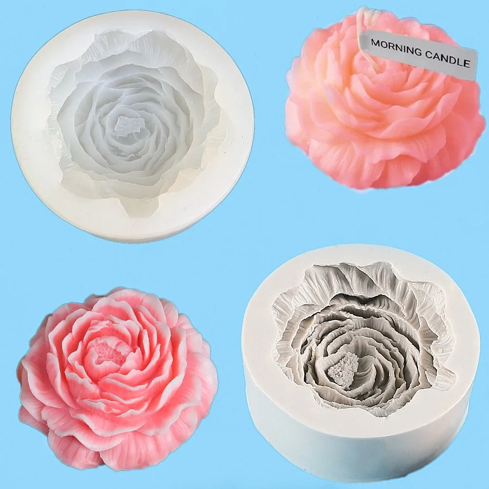 BPA free Flower Fondant Silicone Mold for Handmade Cake Decoration Peony Flower Silicone Soap Molds 3D Resin Candle Molds