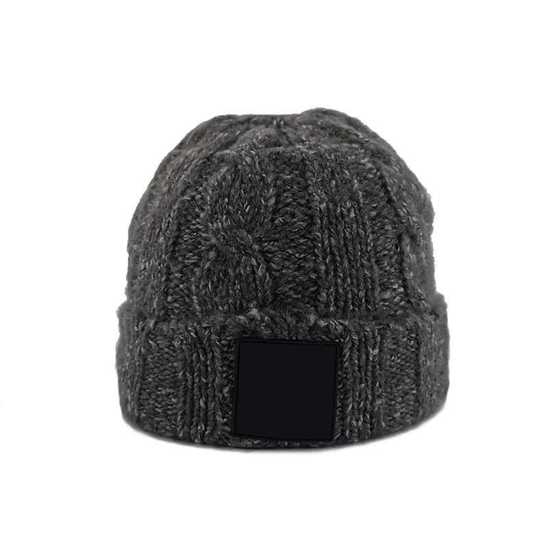 knitted ribbed beanie with custom logo winter snow mohair yarn jacquard hat with rubber printing