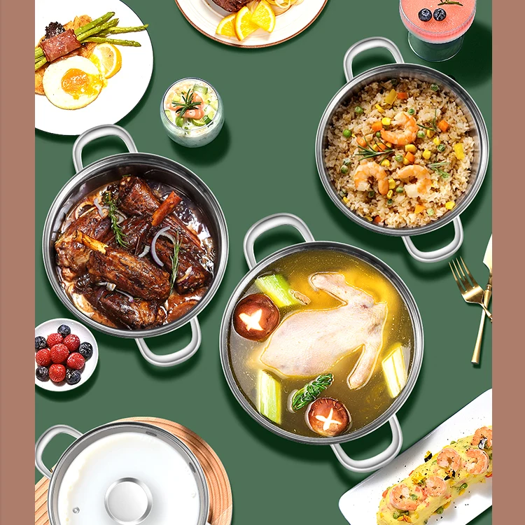 Hot Sale 8 Pcs Sets Of Pots Cookware Casserole Sets Stainless Steel Cooking Pot Sets With Glass Lids