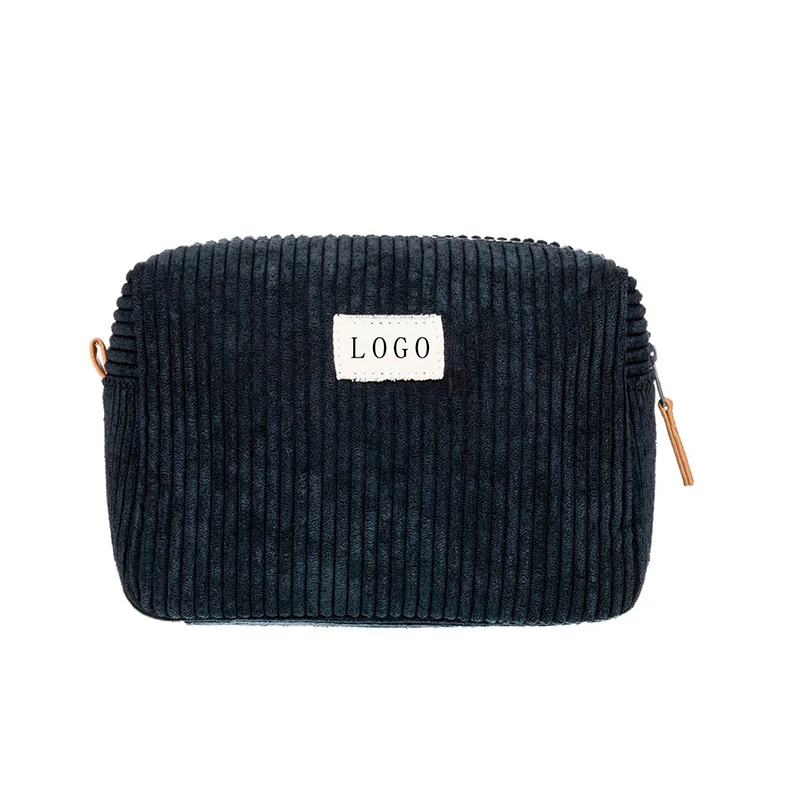 Profesional Custom Cute Travel Small Velvet Cosmetic Vanity Bag Corduroy Makeup Pouch For Women