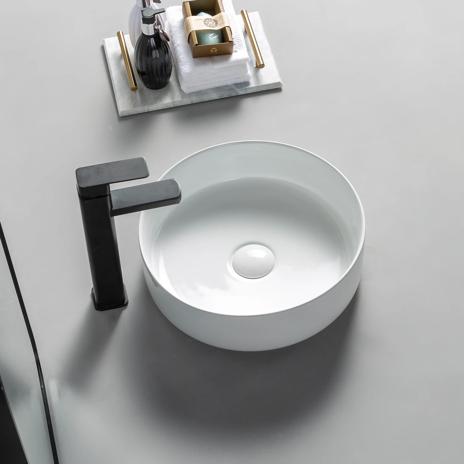 Sanitary Ware Countertop Washroom Ceramic Bathroom Sink Round Bathroom Wash Basin