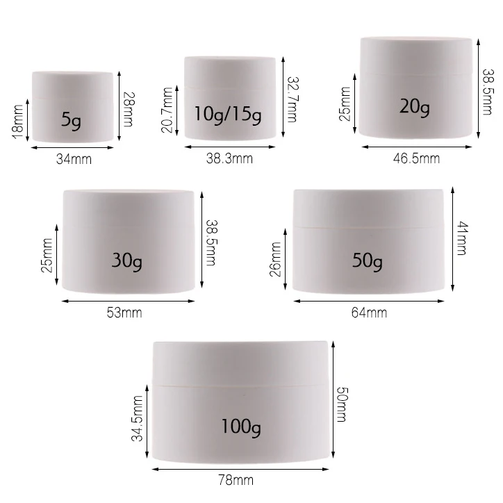 High Quality 5g-100g Body Round Frosted Face Cream Jars With PP Plastic Lids For Personal Care Packaging