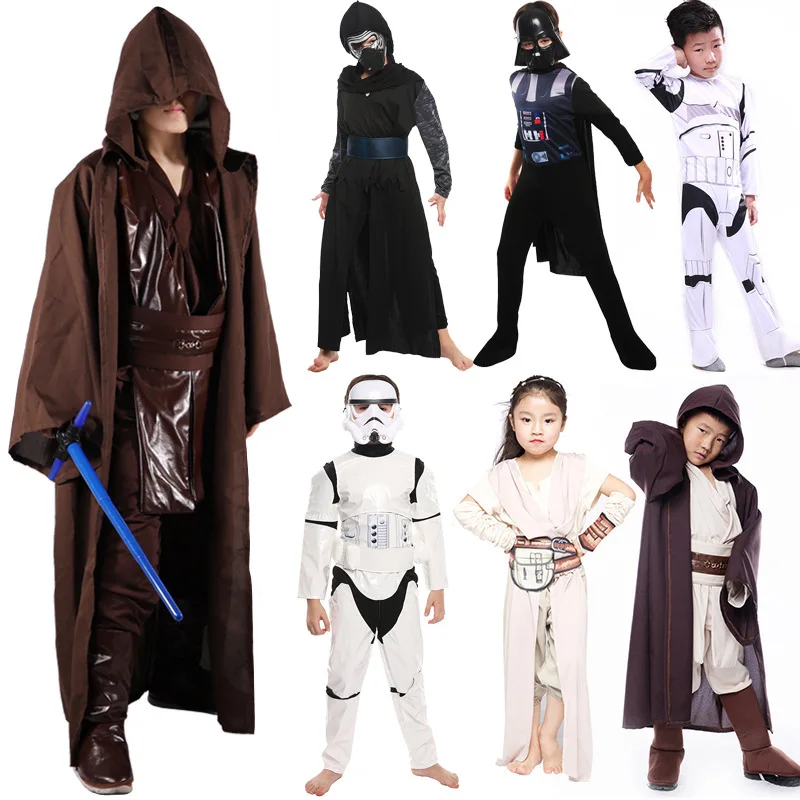War Knights Costume, Cosplay Jumpsuit Cape Gown Halloween Stage Performance Jedi Outfit for Kids Adults Boys Girls