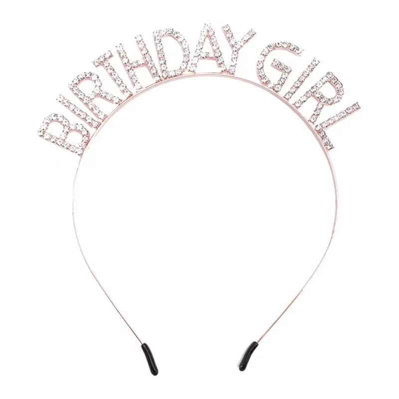 Wholesale Girl Hair Accessories For Birthday Party Metal Rhinestone Birthday Girl Letter Headband For Birthday Gift
