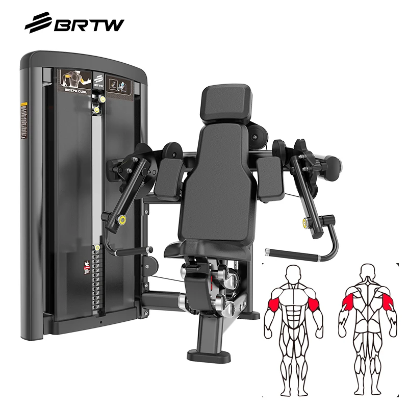 Brightway Wholesale High End Steel Commercial Gym Equipment Weight Stack Pin Loaded Seated Biceps Cur machine for club