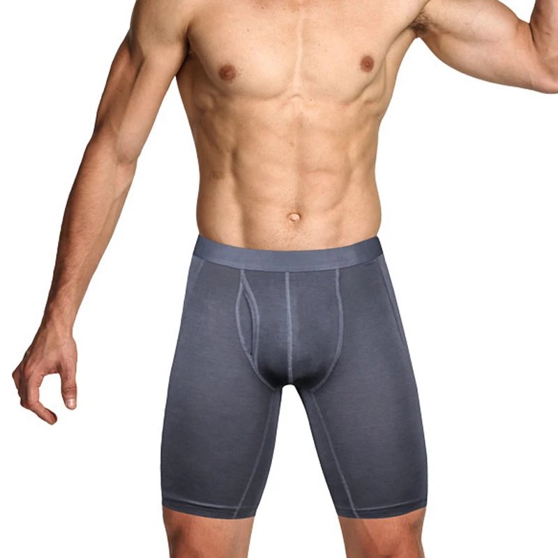 Custom Elastic Breathable  Natural Feelings Boxer Briefs Mens Underwear Men Pack Soft Cotton Open Fly Long Leg Underwear