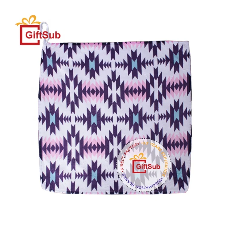 Wholesale Sublimation Blank Square Towels Custom Print 100% Polyester Microfiber Tea Towels With Hang Loop