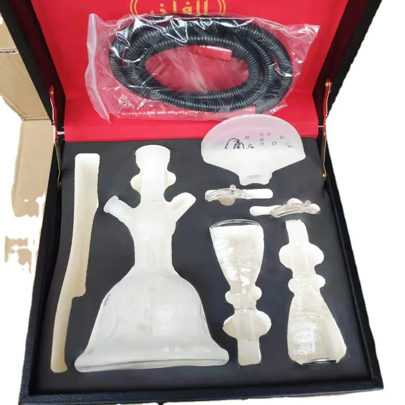 High-end gorgeous Al Fakher full set of coloured frosted glass Arabic shisha accessories