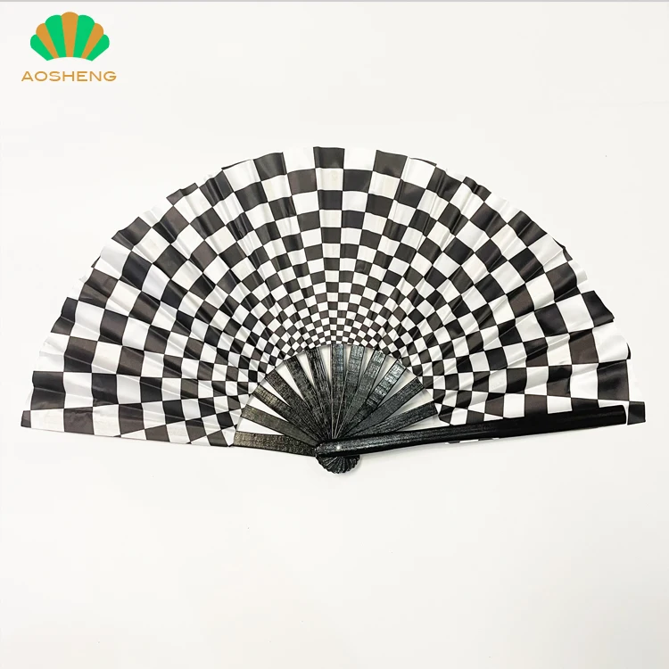 Big Clack Large 33Cm Custom Logo Printing Polyester Satin Bamboo Fan Rainbow Gay Pride Fan