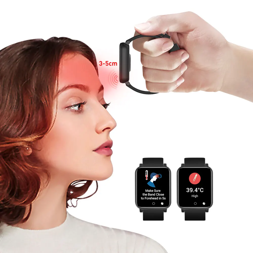  SpO2 Blood Pressure and Heart Rate IP67 Waterproof Step Counter temperature Smart Watch